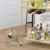ASYA The Home Bar Serving Cart Gold with Marble Shelves & Wine Rack, Modern Mini Bar Cart on Wheels for Dining Room, Living Room and Home Bar view 4