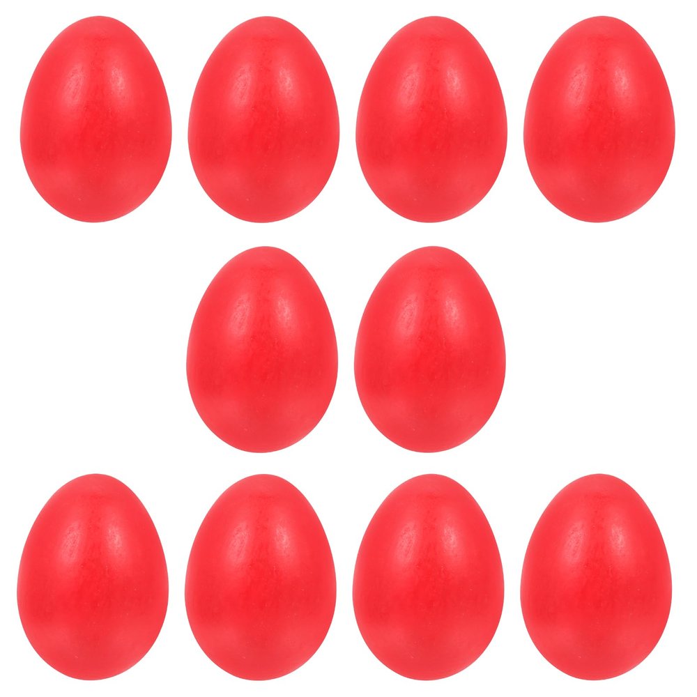 10pcs Wooden Fake Easter Egg Red Wood Faux Chicken Eggs for DIY Crafts Easter Decoration