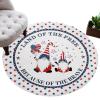 39in Soft Fluffy Round Area Rug 4th of July American Flag Gnomes Washable Non-Slip Indoor Fuzzy Sofa Rugs Floor Shaggy Carpet for Bedroom Living Room Kids Nursery Decor Independence Day Stars view 2