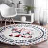 39in Soft Fluffy Round Area Rug 4th of July American Flag Gnomes Washable Non-Slip Indoor Fuzzy Sofa Rugs Floor Shaggy Carpet for Bedroom Living Room Kids Nursery Decor Independence Day Stars view 3