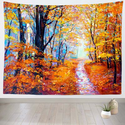 CORFOTO 80x60in Fabric Autumn Painting Tapestry Wall Hanging Fall Trees Tapestry Wall Hanging Nature Landscape Fall Picture for Wall Decor Bedroom Aesthetic Living Room College Dorm Decor Wallpaper