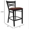 Home Square 31" Black Back Metal Bar Stool in Burgundy - Set of 2 view 2
