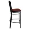 Home Square 31" Black Back Metal Bar Stool in Burgundy - Set of 2 view 4
