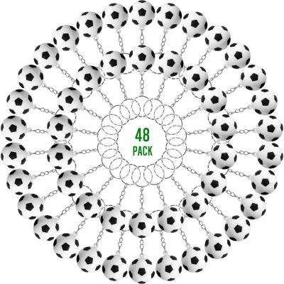 Jexine 48 Pcs Soccer Keychains Soccer Stress Ball Soccer Party Favors Mini Stress Balls Pendant for School Carnival Reward Party Bag Gift Fillers Stress Relieve