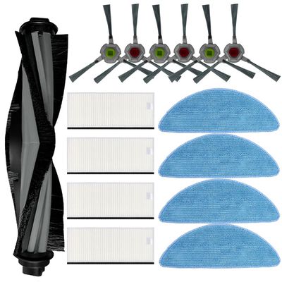 15 Pack Vacuum Cleaner Replacement Kit for Yeedi K650 Robot, Include 1 Main Roller Brush, 4 Hepa Filter, 4 Mop Cloths Rag, 6 Side Brush, Vacuum Cleaner Accessories