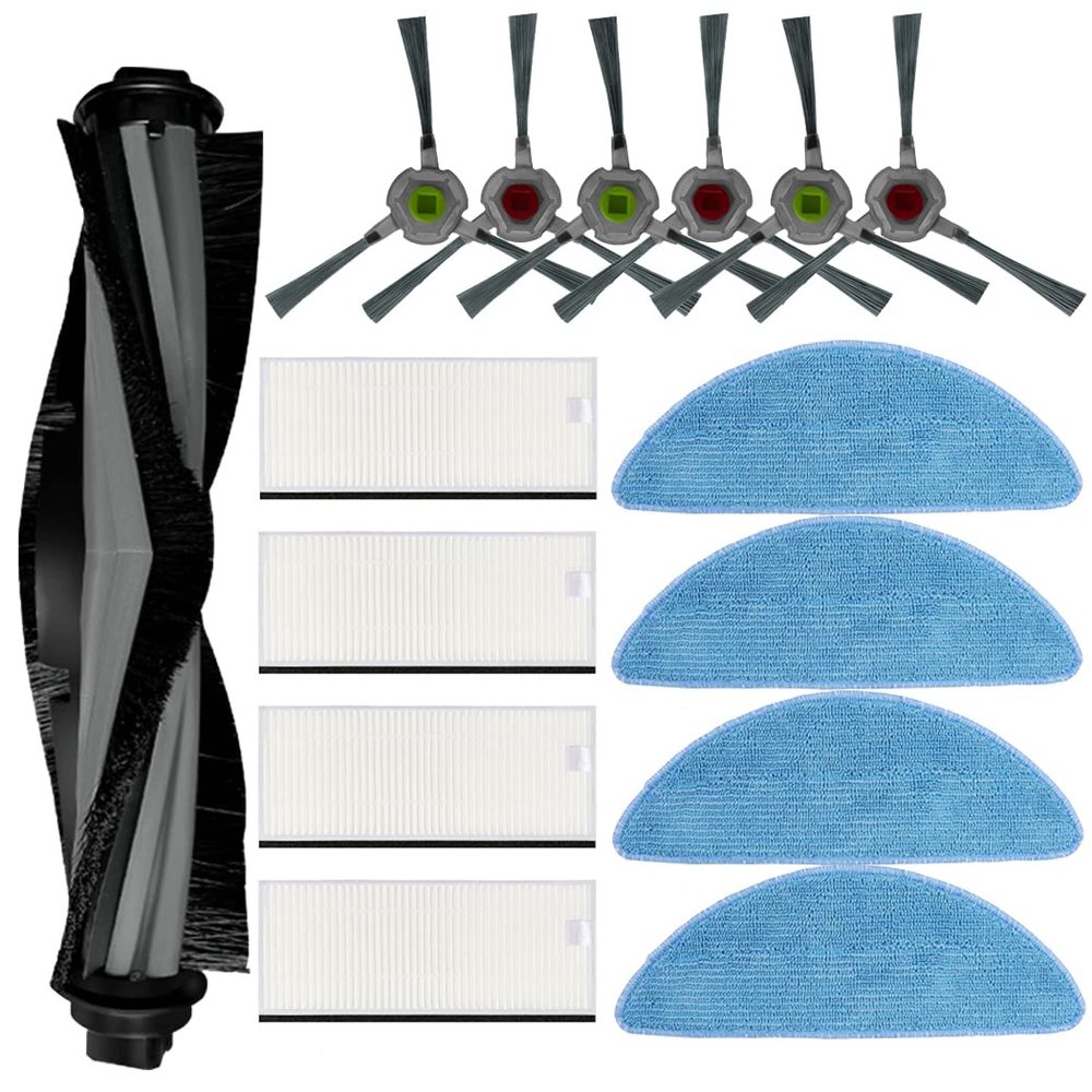 15 Pack Vacuum Cleaner Replacement Kit for Yeedi K650 Robot, Include 1 Main Roller Brush, 4 Hepa Filter, 4 Mop Cloths Rag, 6 Side Brush, Vacuum Cleaner Accessories