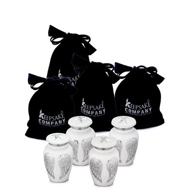 Keepsake Company Small Urns for Human Ashes - Angel Wings Mini Urns for Human Ashes - Cremation Keepsakes urns for Ashes - Ash Holders for Human Ashes  Urn -ERN - Tiny Urns for Men - (Set of Four/4)