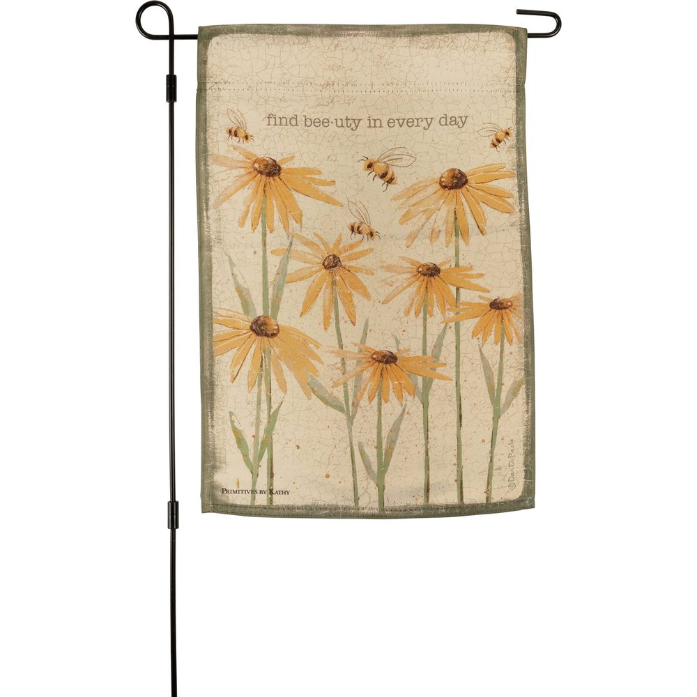 Primitives by Kathy Find Bee-Uty In Every Day Decorative Garden Flag, Double-Sided/Garden Collection/rustic bee and coneflower designs/weather-resistant/front back porch/driveway/garden/seasonal gift