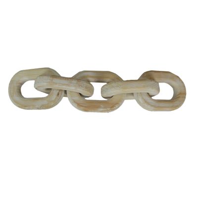 13 Inch Wood Chain Link Home Decor Sculpture Decorative Rustic Farmhouse Accent