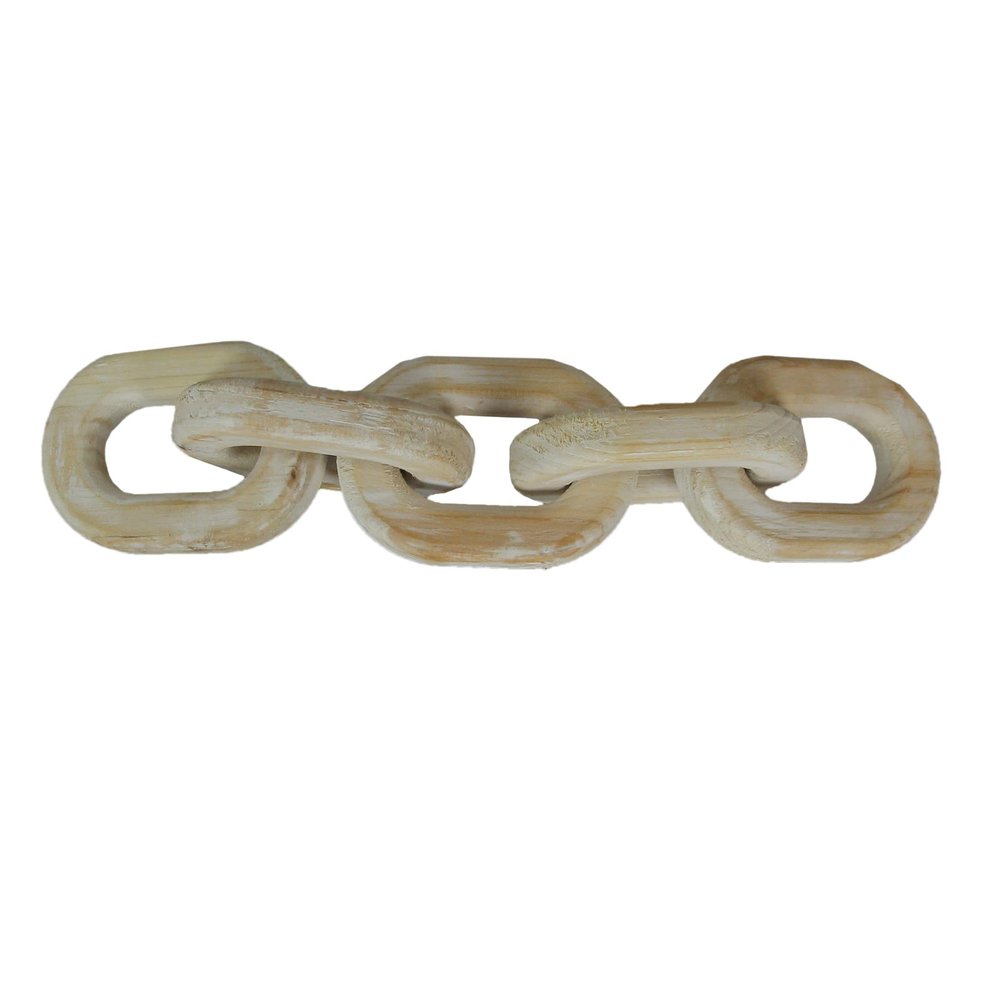 13 Inch Wood Chain Link Home Decor Sculpture Decorative Rustic Farmhouse Accent