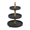 Deco 79 Wood 3 Level Tiered Server with Wood Post, 16" x 16" x 24", Black view 1