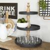 Deco 79 Wood 3 Level Tiered Server with Wood Post, 16" x 16" x 24", Black view 3