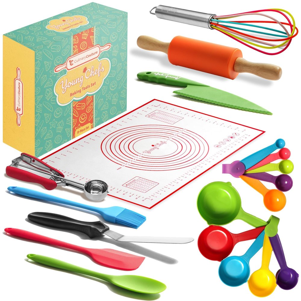 Young Chefs Kids Cooking Sets Real - 19 Pieces Real Baking Set - Easter Gifts for Kids 8-12 Years Cooking and Baking Set for Kids Giftable Sets for Girls and Boys