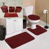 7 Piece Bathroom Plush Comfort Mat with Style Vanity Accessories (3 Piece Plush Bath Mat and 4 Piece Ceramic Accessories) Solid Color (Burgundy Red) #6 view 1