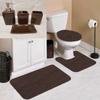 7 Piece Bathroom Plush Comfort Mat with Style Vanity Accessories (3 Piece Plush Bath Mat and 4 Piece Ceramic Accessories) Solid Color (Brown Chocolate) #6 view 1
