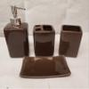 7 Piece Bathroom Plush Comfort Mat with Style Vanity Accessories (3 Piece Plush Bath Mat and 4 Piece Ceramic Accessories) Solid Color (Brown Chocolate) #6 view 2