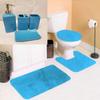 7 Piece Bathroom Plush Comfort Math with Style Vanity Accessories (3 Piece Plush Bath Mat and 4 Piece Ceramic Accessories) Solid Color (Aqua Blue Marine) #6 view 1