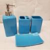 7 Piece Bathroom Plush Comfort Math with Style Vanity Accessories (3 Piece Plush Bath Mat and 4 Piece Ceramic Accessories) Solid Color (Aqua Blue Marine) #6 view 2