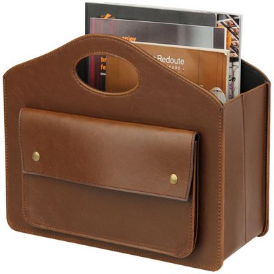 HofferRuffer Magazine Basket Holder, Foldable Magazine Rack, Document File Holder Organizer, File Folder, Newspaper Storage Bin Organizer for Home or Office (Brown)