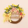 Artificial Daisy Wreath Welcome Sign Floral Wreath Spring Hanging Ornaments Front Door Garland for Spring Summer Fall Winter Indoor Outdoor view 3