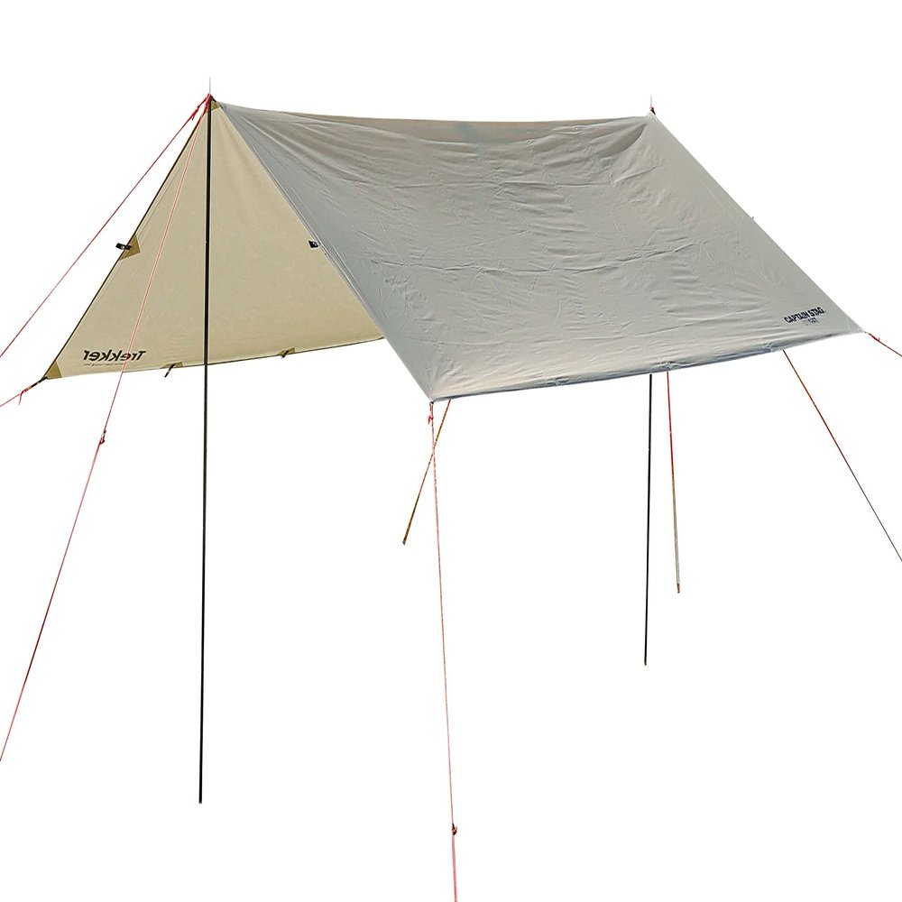 Captain Stag UA-1089 Tarp & Rector Tarp Set, 12.6 x 114.4 inches (320 x 290 cm), UV Protection, 6.6 ft (2,000 mm) Waterproof, For 2 to 3 People, Khaki Trekker