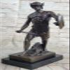 EUROPEAN BRONZE Roman Warrior Soldier Spear Shield Military Art Collector Bronze Marble Statue Artwork Brilliance Gift view 1