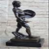 EUROPEAN BRONZE Roman Warrior Soldier Spear Shield Military Art Collector Bronze Marble Statue Artwork Brilliance Gift view 4