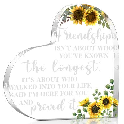Bucherry Friendship Gift for Women Friends Cheer up Gift Acrylic BFF Going Away Birthday Home Office Table Shelf(Sunflower)