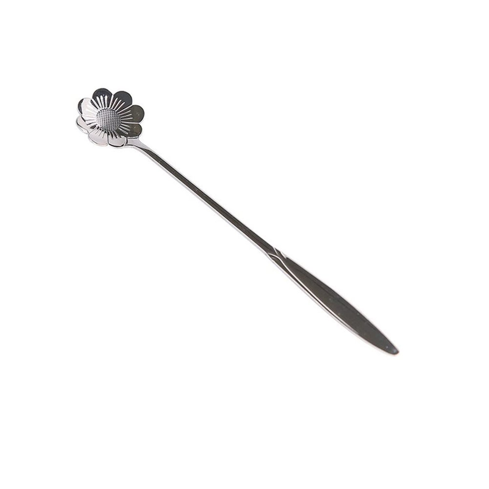 Dessert Spoons Cute Cherry Blossom Spoon Petal Coffee Spoon Long Handle Stirring Spoon Korean Dessert Stainless Steel Small Spoon (Color : B)
