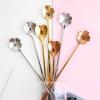 Dessert Spoons Cute Cherry Blossom Spoon Petal Coffee Spoon Long Handle Stirring Spoon Korean Dessert Stainless Steel Small Spoon (Color : B) view 3