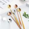 Dessert Spoons Cute Cherry Blossom Spoon Petal Coffee Spoon Long Handle Stirring Spoon Korean Dessert Stainless Steel Small Spoon (Color : B) view 4