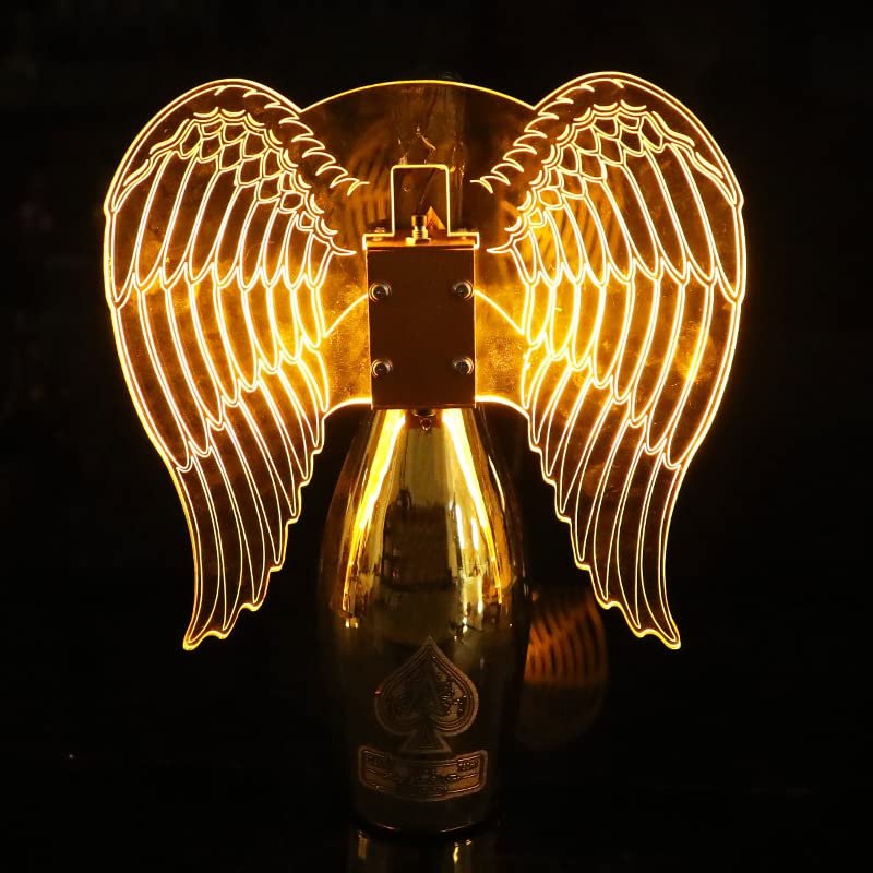 QUOXO Angel Wings LED Strobe Lights, Champagne Bottle Service Sparkler for VIP Nightclubs Event Party Club (Yellow)