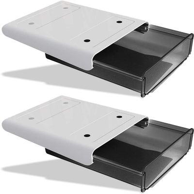 Under Desk Drawer Organizer,2 Pack Self-Adhesive Attachable Under Desk Storage Drawer, Hidden Desk Drawer Slide-out, Stick on Drawer Under Mounted for Office Home Closet Stationery