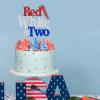 4th of July Themed 2nd Birthday Cake Decorations, Red White & Two Cake Topper, Patriotic Independence Day Themed 2nd Birthday Decorations Blue Red White Glitter view 2