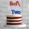 4th of July Themed 2nd Birthday Cake Decorations, Red White & Two Cake Topper, Patriotic Independence Day Themed 2nd Birthday Decorations Blue Red White Glitter view 3