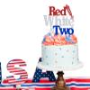 4th of July Themed 2nd Birthday Cake Decorations, Red White & Two Cake Topper, Patriotic Independence Day Themed 2nd Birthday Decorations Blue Red White Glitter view 4
