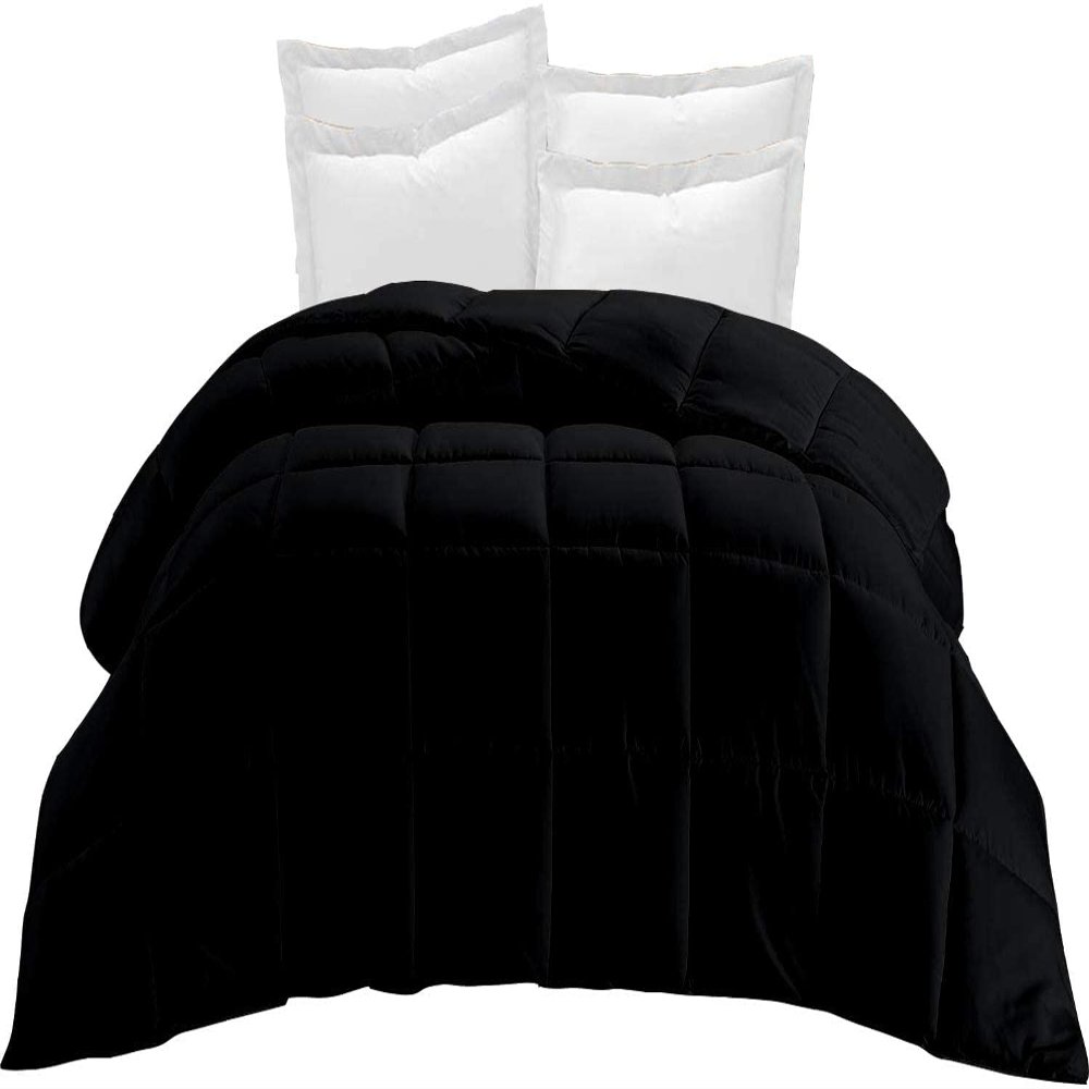 1 PC Box Stitched Black Comforter for Eastern King (116'' x 108'') Size 100% Quilted 500 GSM Fill Power Beautiful Soft Duvet Insert for All Season(Pillowcases Not Included)