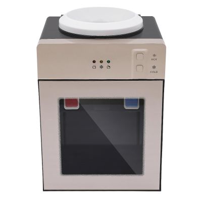 Electric Water Dispenser Water Cooler Table Top Drinking Water Machine Champagne Gold Home and Office Mini Water Dispenser 110V/60Hz Hot and Cold Water Dispenser with Led Indicator