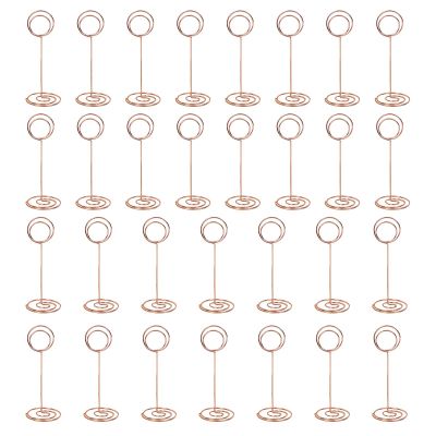 MISNODE 30 Pack Mini Table Number Holders, 3.3 Inch Wedding Table Place Card Holders, Table Sign Stand Photo Picture Holders Name Card Holder for Wedding Birthday Party Restaurant (Rose Gold)