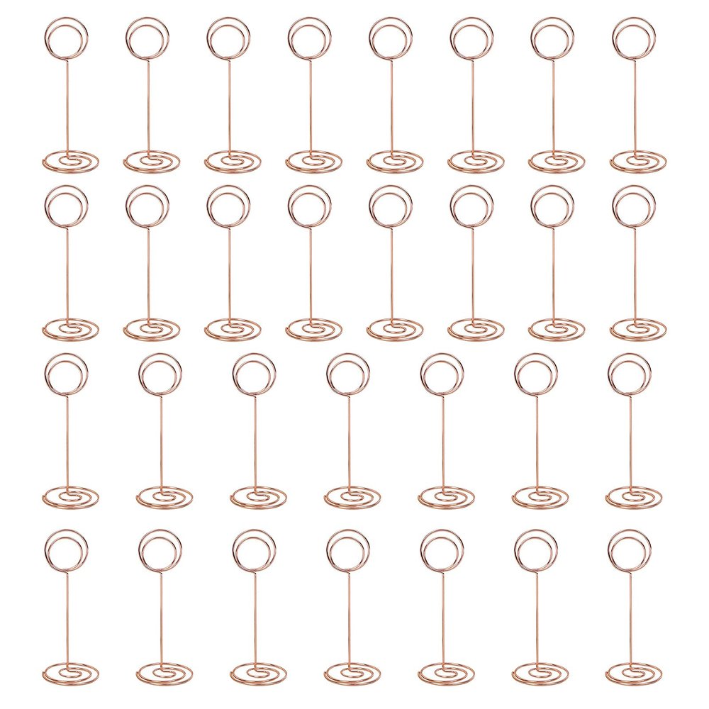 MISNODE 30 Pack Mini Table Number Holders, 3.3 Inch Wedding Table Place Card Holders, Table Sign Stand Photo Picture Holders Name Card Holder for Wedding Birthday Party Restaurant (Rose Gold)