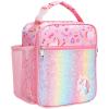 Bagseri Kids Lunch Box for Girls - Insulated Toddler Lunch Bag Fits Bento Box, Reusable Daycare Cooler Tote with Clip Handle, Water-Resistant Lining, Glitter Pink Unicorn view 1