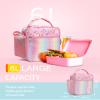 Bagseri Kids Lunch Box for Girls - Insulated Toddler Lunch Bag Fits Bento Box, Reusable Daycare Cooler Tote with Clip Handle, Water-Resistant Lining, Glitter Pink Unicorn view 3