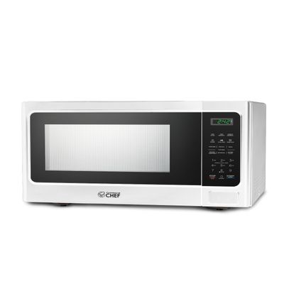 COMMERCIAL CHEF Microwave 1.3 Cu Ft with 10 Power Levels, Microwave with Push Button Door Lock, 1000W Countertop Microwave with Timer and Digital Controls, White