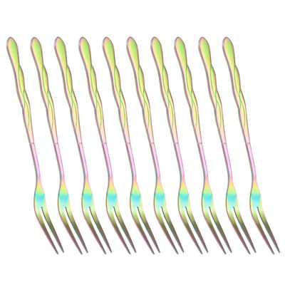 10pcs Fruit Picks Reusable Stainless Steel Fruit Fork for Party
