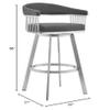 Armen Living Bronson 30" Faux Leather Swivel Bar Stool in Gray/Steel view 3