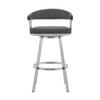 Armen Living Bronson 30" Faux Leather Swivel Bar Stool in Gray/Steel view 4