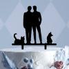 Mr & Mr Cake Toppers Two Men Hold Hand with Cat Dog Wedding Cake Topper Personalized Rustic Acrylic Gay Wedding Cake Decorative For Valentines Day Engagement Anniversary view 1