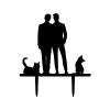 Mr & Mr Cake Toppers Two Men Hold Hand with Cat Dog Wedding Cake Topper Personalized Rustic Acrylic Gay Wedding Cake Decorative For Valentines Day Engagement Anniversary view 2