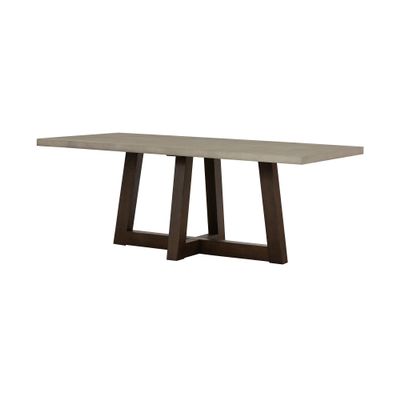 Armen Living Elodie Rectangular Contemporary Stone Dining Table in Gray/Oak