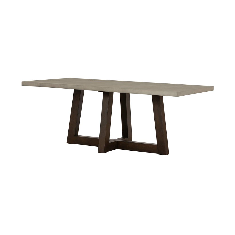 Armen Living Elodie Rectangular Contemporary Stone Dining Table in Gray/Oak